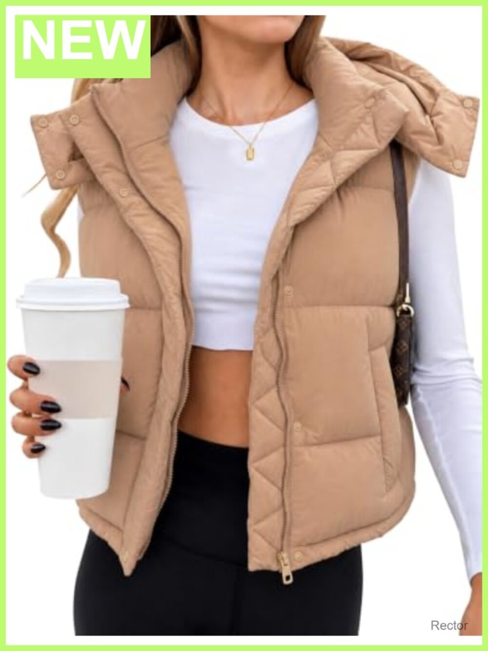 Cropped Puffer Vest Zip Up Sleeveless Padded Winter Outerwear